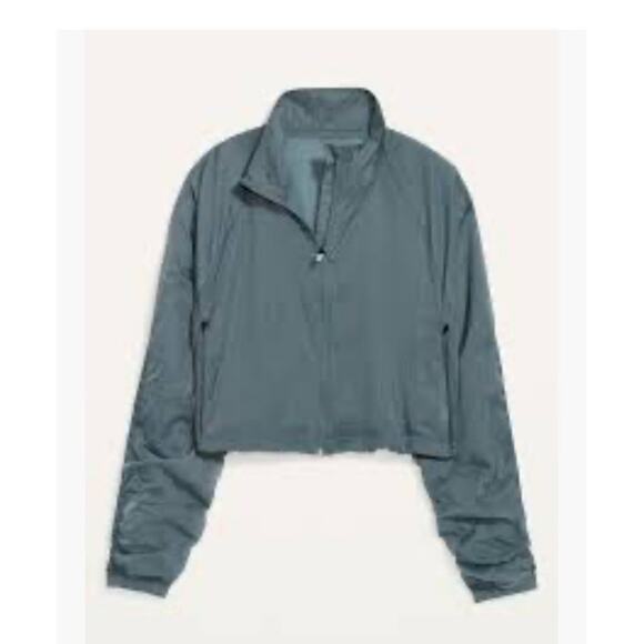Old Navy Cropped Lightweight Water Repellent Run Jacket Ocean Shale XL - Picture 1 of 9